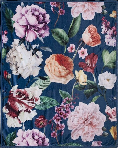 Descanso Plaid »Fiori«, Sehr Weich, Kuscheldecke, 130x160 cm, Wendeoptik, Blumen, Sand