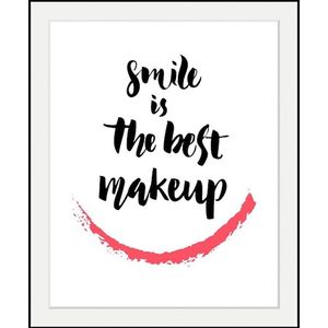 queence Bild »Smile«, Schwarz-Weiß-Schriftzug-Motivationsbilder, HD Premium Poster-Druck inkl. Holzrahmen