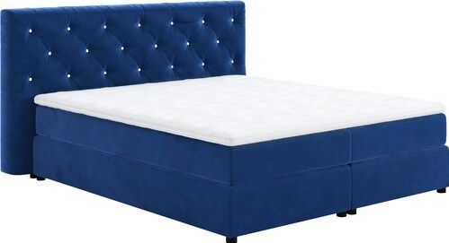 COTTA Boxspringbett »Castle«, mit Strasssteinen im Kopfteil, inkl. Topper