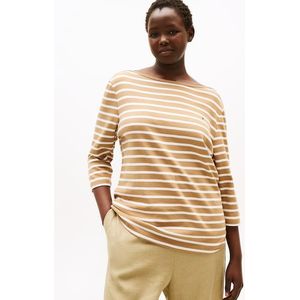 Tommy Hilfiger Curve T-Shirt »CRV SLIM CODY BOAT-NK 3/4SLV«, in Großen Größen, 3/4 Ärmel, Logostickerei