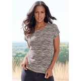 LASCANA Kurzarmshirt »mit modischem Zebra-Muster«, aus weichem Viskose-Strick