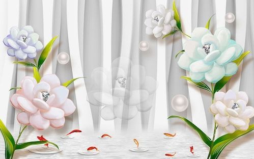 Papermoon Fototapete »Muster mit Blumen«