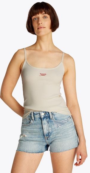 Tommy Jeans Spaghettitop »TJW SCRIPT STRAPPY TOP«, in Rippoptik, mit Logoschriftzug