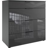 Wimex Schubkastenkommode »Level36 black C by fresh to go«, mit Glaselementen auf der Front, soft-close Funktion, 81cm breit
