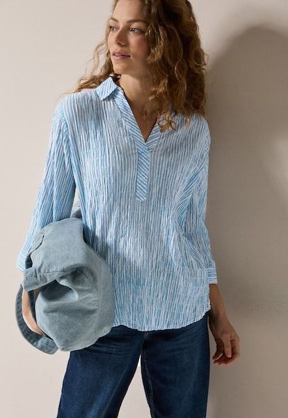 Cecil Klassische Bluse, mit Streifen Seersucker Muster