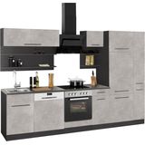KOCHSTATION Küchenzeile »KS-Tulsa«, mit E-Geräten, Breite 300 cm, schwarze Metallgriffe, MDF Fronten