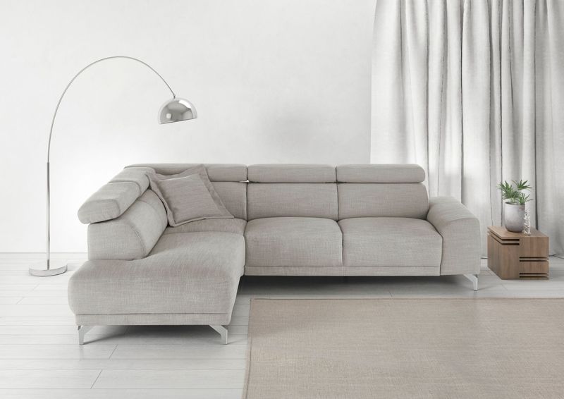 3C Candy Ecksofa »Greve Sofa immer mit manuelle Kopfteilverstellungen, modern, elegant«, wahlweise motorischer Sitzvorzug, bequem und zeitlos, L-Form