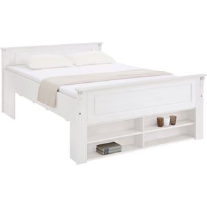 Home affaire Massivholzbett »Tessin, Stauraumbett, Landhausstil, Schubladen optional, rustikal«, (Breite/Belastbarkeit 180cm/220 KG, 140cm/180 KG), zertifizierte Kiefer, Kassetten-Optik, stabile Qualität
