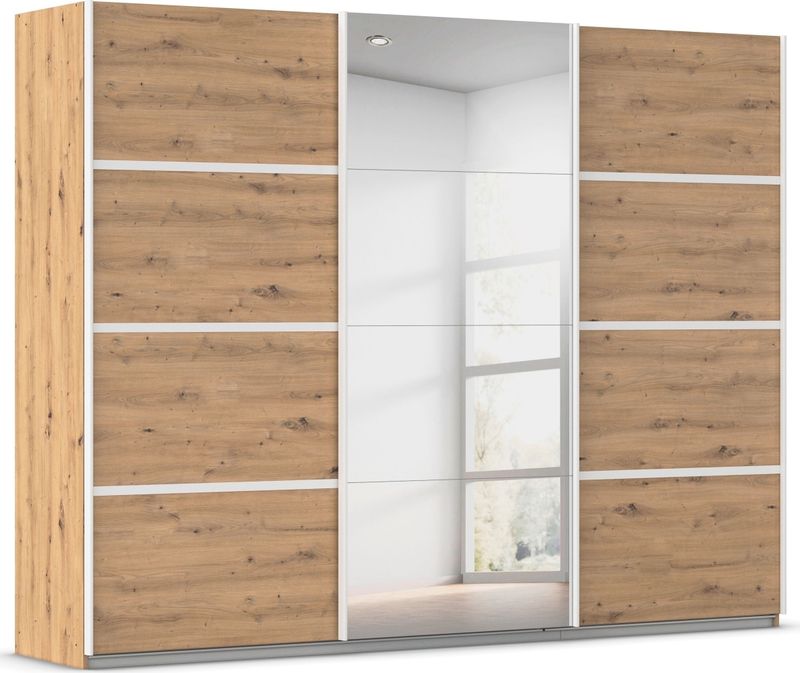 rauch Kleiderschrank »Schwebetürenschrank OTTO´s Choice Garderobe Schrank TOP ANGEBOT Avola«, (in 3 verschiedenen Ausstattungen BASIC/CLASSIC/PREMIUM inkl. Spiegel), mit eleganten Zierleisten in Chrom, Schwarz oder Weiß MADE IN GERMANY