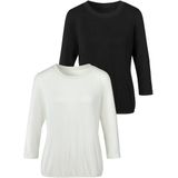 LASCANA 3/4-Arm-Shirt, (2er-Pack), mit besonderem Rippbündchen am Rundhalsausschnitt