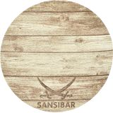 Sansibar Teppich »Keitum 009«, rund, 3 mm Höhe, Flachgewebe, Motiv Holzdielen & gekreuzte Säbel