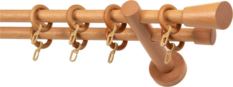 GARESA Gardinenstange »CLASSICO MOLIS«, 2 läufig-läufig, Wunschmaßlänge, Vorhanggarnitur, verlängerbar, Wandmontage, Keil, mit Ringe und Haken