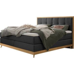 HASENA Boxspringbett Villa, Boxspringbett, edle Polsterteile, Sockel und Kopfteil aus heller Eiche