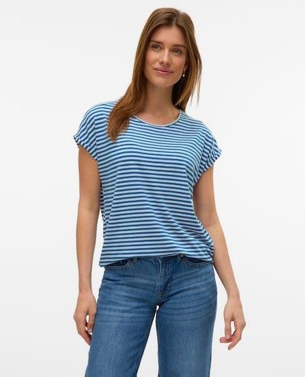 Vero Moda Rundhalsshirt »VMAVA PLAIN SS TOP STRIPE GA JRS NOOS«