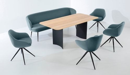 K+W Komfort & Wohnen Essgruppe »ZOOM«, abgerundete Essgruppe mit Solobank, 4 Sesseln und 1 Tisch