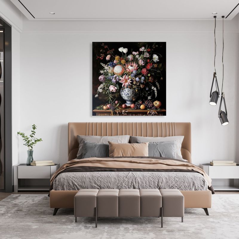 queence Leinwandbild »Bunter Blumenstraß«, Blumen-Blumenbilder-Gemälde-Kunst-Pflanzen-Pflanzenbilder-Romantisch-Stillleben-Vasen-Vasen & Töpfe, (1 St.), Premium-Leinwandstoff, Handarbeit aus Deutschland