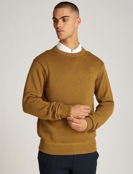 Tommy Hilfiger Strickpullover »CHUNKY COTTON C NECK«, mit Logosrickerei