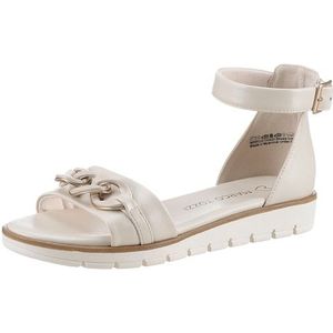 MARCO TOZZI Riemchensandale, Keilabsatz, Sommerschuh, Sandalette, mit Zierkette Ton in Ton