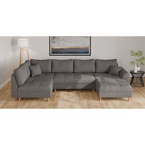 Home affaire Wohnlandschaft »CHARRE U-Form mit Ottomane, Maße B/T/H: 310/161/81 cm«, feine Steppung, lose Rücken- und Zierkissen, auch in Cord und Bouclé