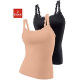 LASCANA Unterhemd, (2er-Pack), aus elastischer Baumwolle mit zarter Spitze, Spaghettiträger-Top