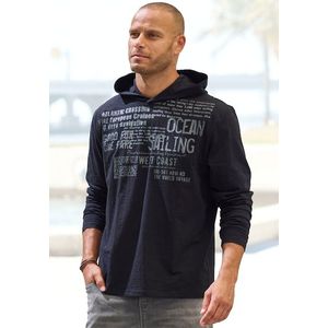 John Devin Kapuzenshirt, Langarmshirt bedruckt mit Kapuze aus strukturierter Baumwoll-Qualität