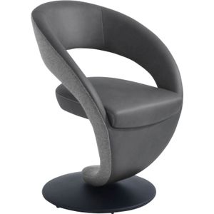 K+W Komfort & Wohnen Drehstuhl »Wave«, Leder CLOUD-Lodenstoff, Design-Drehstuhl, Drehteller in Metall schwarz, Farbkombination