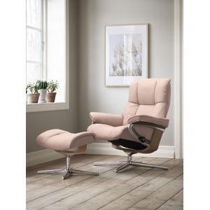 Stressless® Relaxsessel »Mayfair«, (Set, Relaxsessel mit Hocker), mit Hocker, mit Cross Base, Größe S, M & L, Holzakzent Eiche