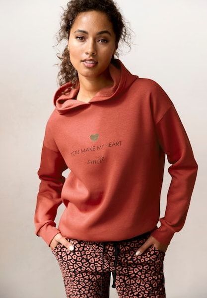 LASCANA Hoodie, Lounge-/Kapuzenpullover mit Print vorne, Loungewear