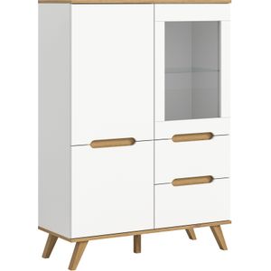 Home affaire Highboard »Alesund, Höhe 140cm, 2 Türen, 1 Schubkasten,konischer Fuß, Scandi-Look«, Anrichte, Schrank, Kommode, Midischrank, Wohnmöbel, Wohnzimmer