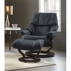 Stressless® Relaxsessel »Reno«, (Set, Relaxsessel mit Hocker), mit Hocker, mit Classic Base, Größe S, M & L, Gestell Braun