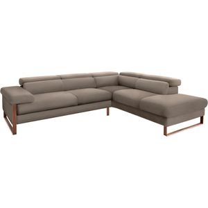 W.SCHILLIG Ecksofa »finn, Designsofa mit tollem Sitzkomfort, bequem, L-Form«, German Design Award 2016, Fußgestell Nussbaum natur, Breite 281 cm