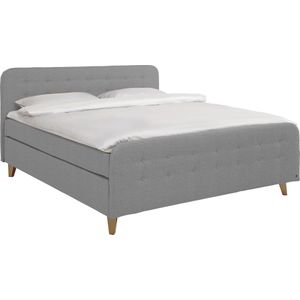TOM TAILOR HOME Boxspringbett »NORDIC BOX«, mit Knopfheftung im Kopfteil und Fußteil, Füße in Buche natur