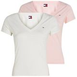 Tommy Jeans T-Shirt »TJW 2PACK V-NECK TEE«, (Packung, 2 tlg., 2-er Pack), mit Logostickerei