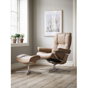 Stressless® Relaxsessel »Mayfair«, (Set, Relaxsessel mit Hocker), mit Hocker, mit Cross Base, Größe S, M & L, Holzakzent Eiche