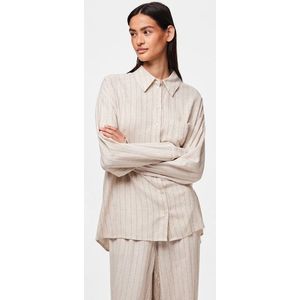 pieces Hemdbluse »PCPIA LS LOOSE SHIRT WVN NOOS«, mit Leinen