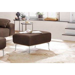 W.SCHILLIG Polsterhocker »run«, mit elegantem Holzsockel, Füße in Chrom glänzend, Breite 75 cm