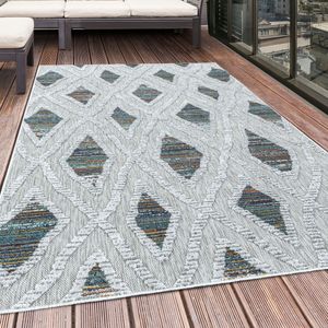 Ayyildiz Teppiche Teppich »BAHAMA 5157«, rechteckig, 8 mm Höhe, Läufer, Flachflor mit Hoch-Tief-Struktur, In-und Outdoor geeignet