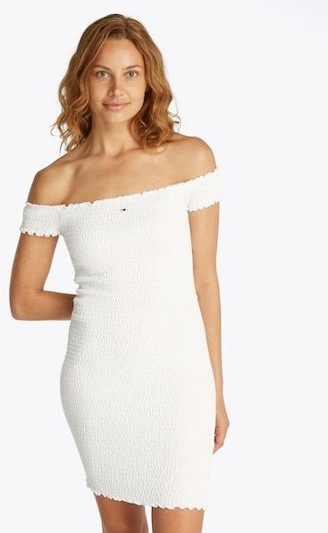 Tommy Jeans Jerseykleid »TJW SMOCK BODYCON DRESS«, in Smok-Optik
