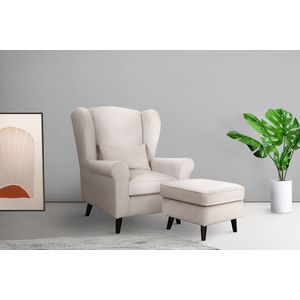 Home affaire Sessel »Ohrensessel CHISTELLE, wahlweise mit Polsterhocker«, mit Wellenunterfederung, Maße: B/T/H: 81/87/99 cm