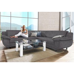 TRENDMANUFAKTUR Ecksofa »Rondo wahlweise mit Schlaffunktion, 267x247 cm (BxT), breite Armlehnen«, L-Form, wahlweise mit Federkern bestellbar, Füße schwarz