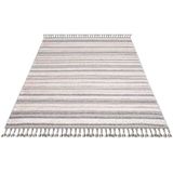 Carpet City Hochflor-Teppich »Valencia 807«, rechteckig, 20 mm Höhe, Läufer, Boho-Stil, 3D-Effekt, Streifen, Hoch-Tief-Struktur, Fransen