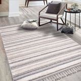 Carpet City Hochflor-Teppich »Valencia 807«, rechteckig, 20 mm Höhe, Läufer, Boho-Stil, 3D-Effekt, Streifen, Hoch-Tief-Struktur, Fransen