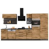 KOCHSTATION Küchenzeile »KS-Tulsa«, mit E-Geräten, Breite 350 cm, schwarze Metallgriffe, MDF Fronten