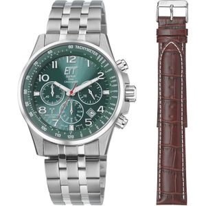 ETT Funkchronograph, (Set, 2 tlg., mit Wechselband), Armbanduhr, Herrenuhr, Stoppfunktion, Datum, Solar