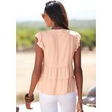 LASCANA Rüschenbluse, mit kurzen Ärmeln, sommerliche Bluse mit Knopfleiste und Volant