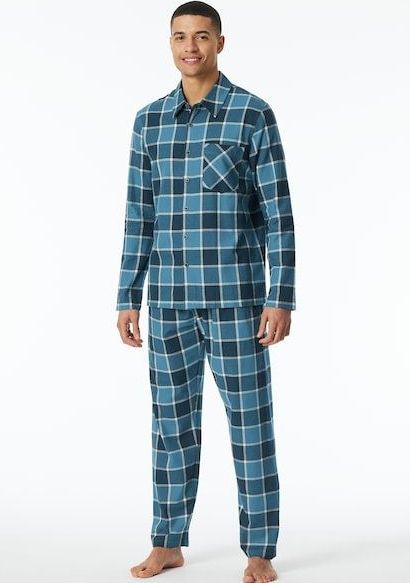 Schiesser Schlafanzug »Selected Premium Warming«, (2 tlg.), mit winterlichem Karomuster