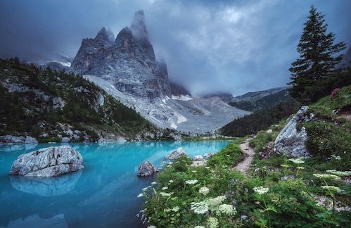 Papermoon Fototapete »Photo-Art JEAN CLAUDE CASTOR, VENETIEN - LAGO DI SORAPIS PANORAMA«