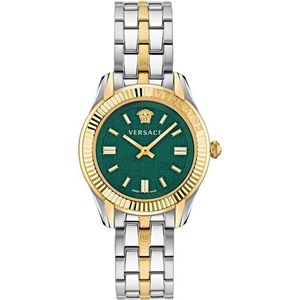 Versace Quarzuhr »GRECA TIME LADY 35 mm«, Armbanduhr, Damenuhr, Saphirglas, Swiss Made, bicolor, Leuchtzeiger
