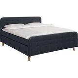 TOM TAILOR HOME Boxspringbett »NORDIC BOX«, mit Knopfheftung im Kopfteil und Fußteil, Füße in Buche natur