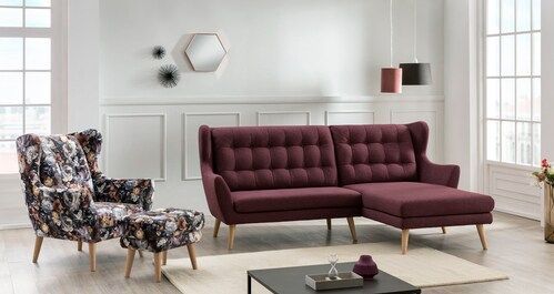 Leonique Ecksofa »Louanne, L-Form«, mit Holzfüßen